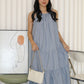 Peyton Stripes Halter Midi Dress (Light Blue)