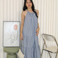 Peyton Stripes Halter Midi Dress (Light Blue)