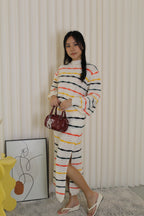 Roseline Knit Two Piece Skirt Set (Cream)