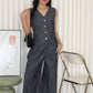 Millie Denim Vest Two Piece Set