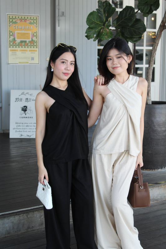 Rory Linen Halter Top (Cream)