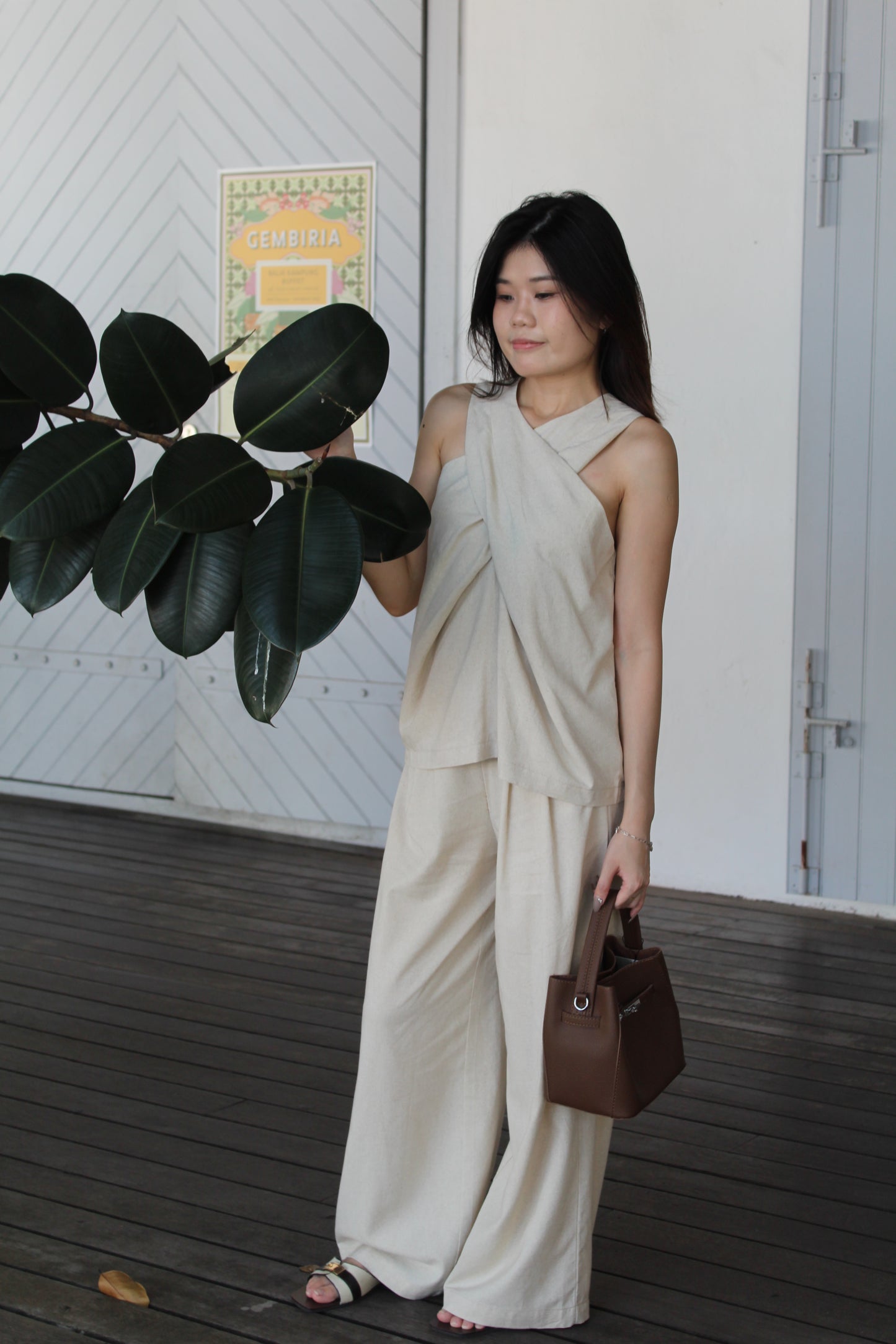 Rory Linen Flare Pants (Cream)