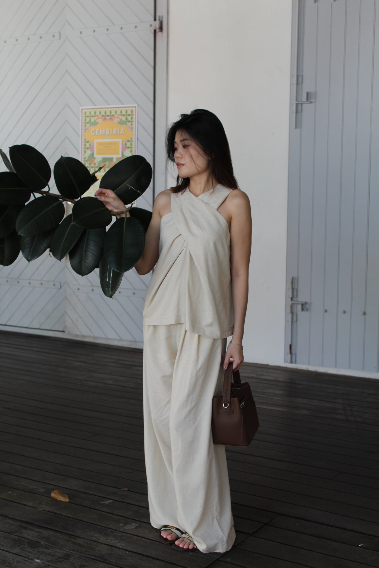 Rory Linen Halter Top (Cream)