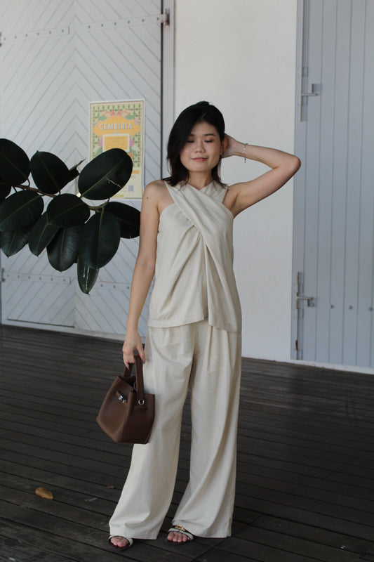 Rory Linen Flare Pants (Cream)