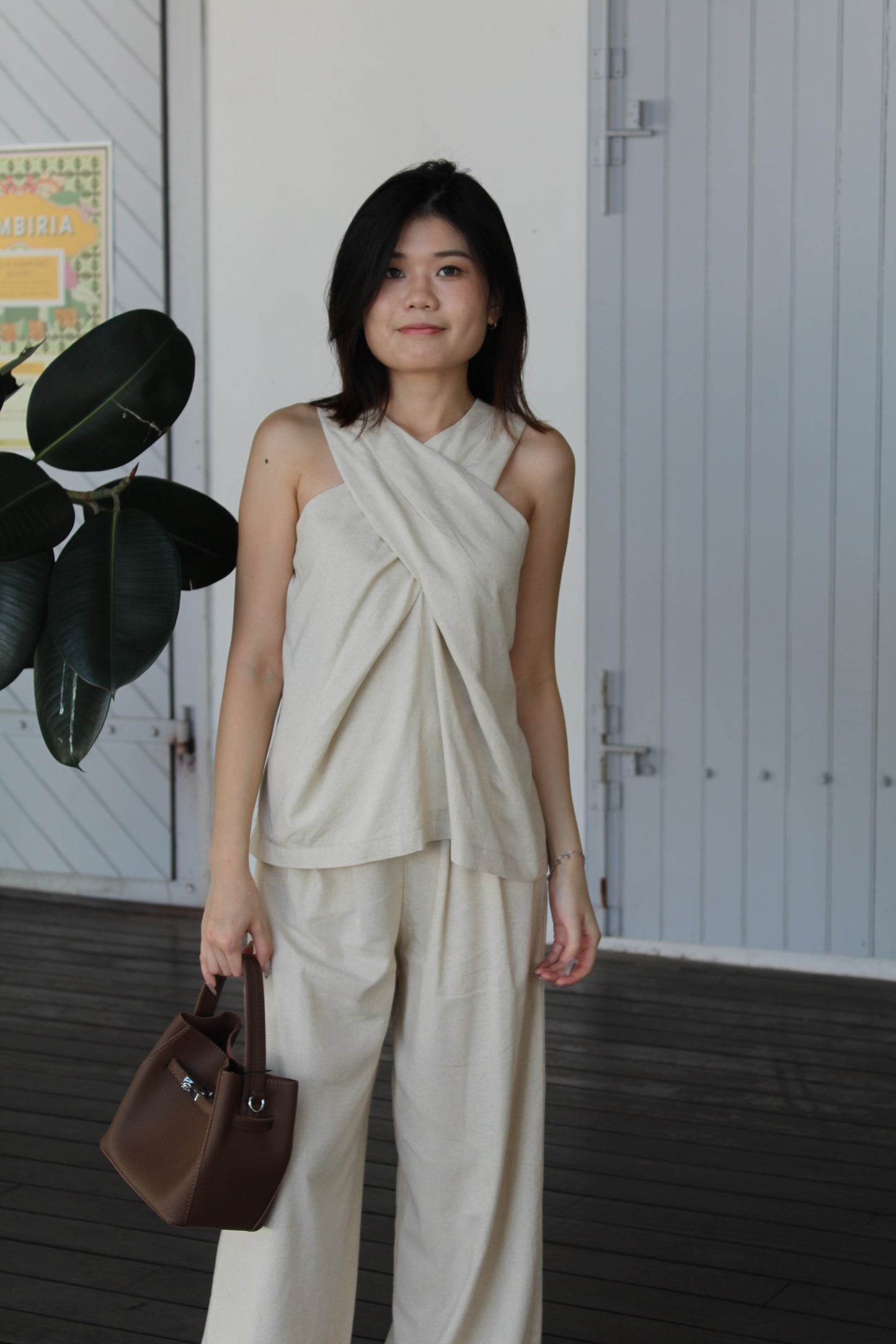 Rory Linen Halter Top (Cream)