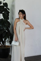 Collin Linen Halter Maxi Dress (Brown)