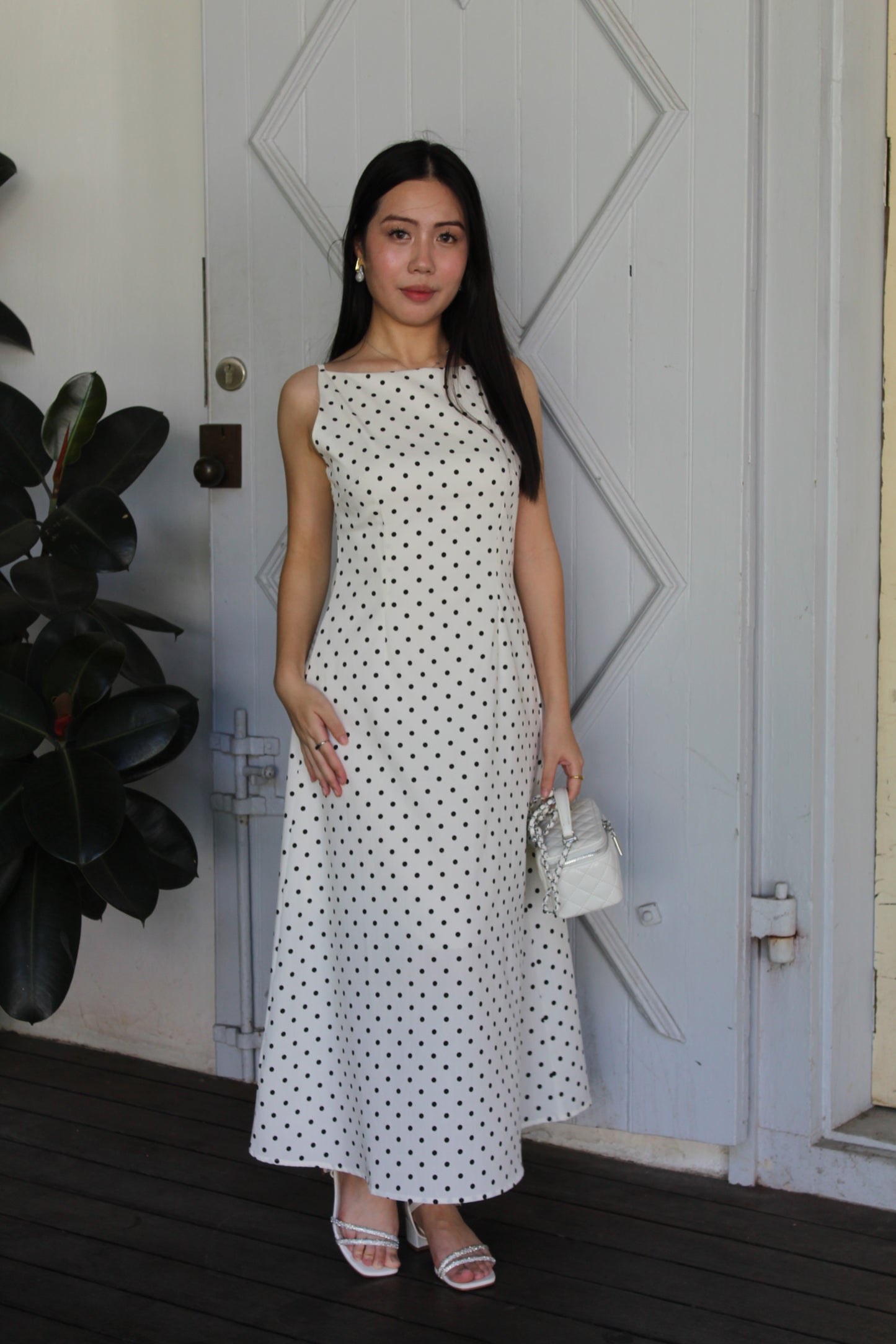 Penelope Polka Dots Maxi Dress (White)
