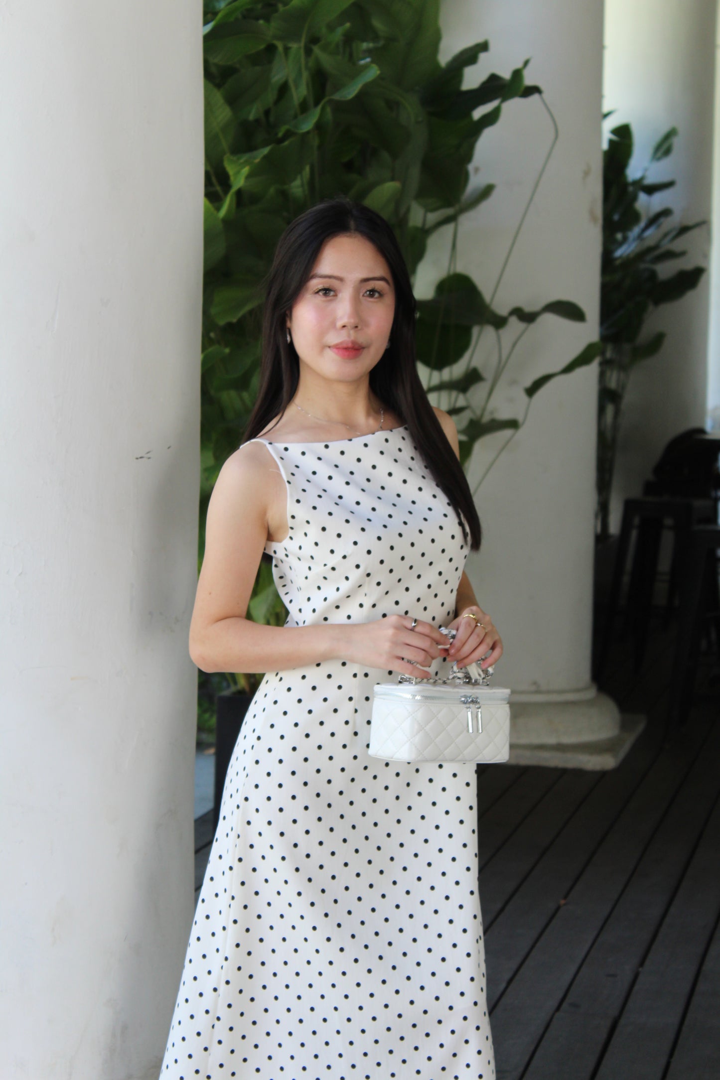 Penelope Polka Dots Maxi Dress (White)