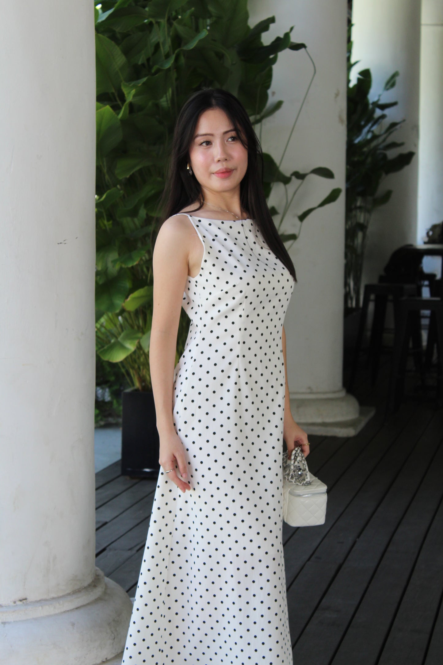 Penelope Polka Dots Maxi Dress (White)