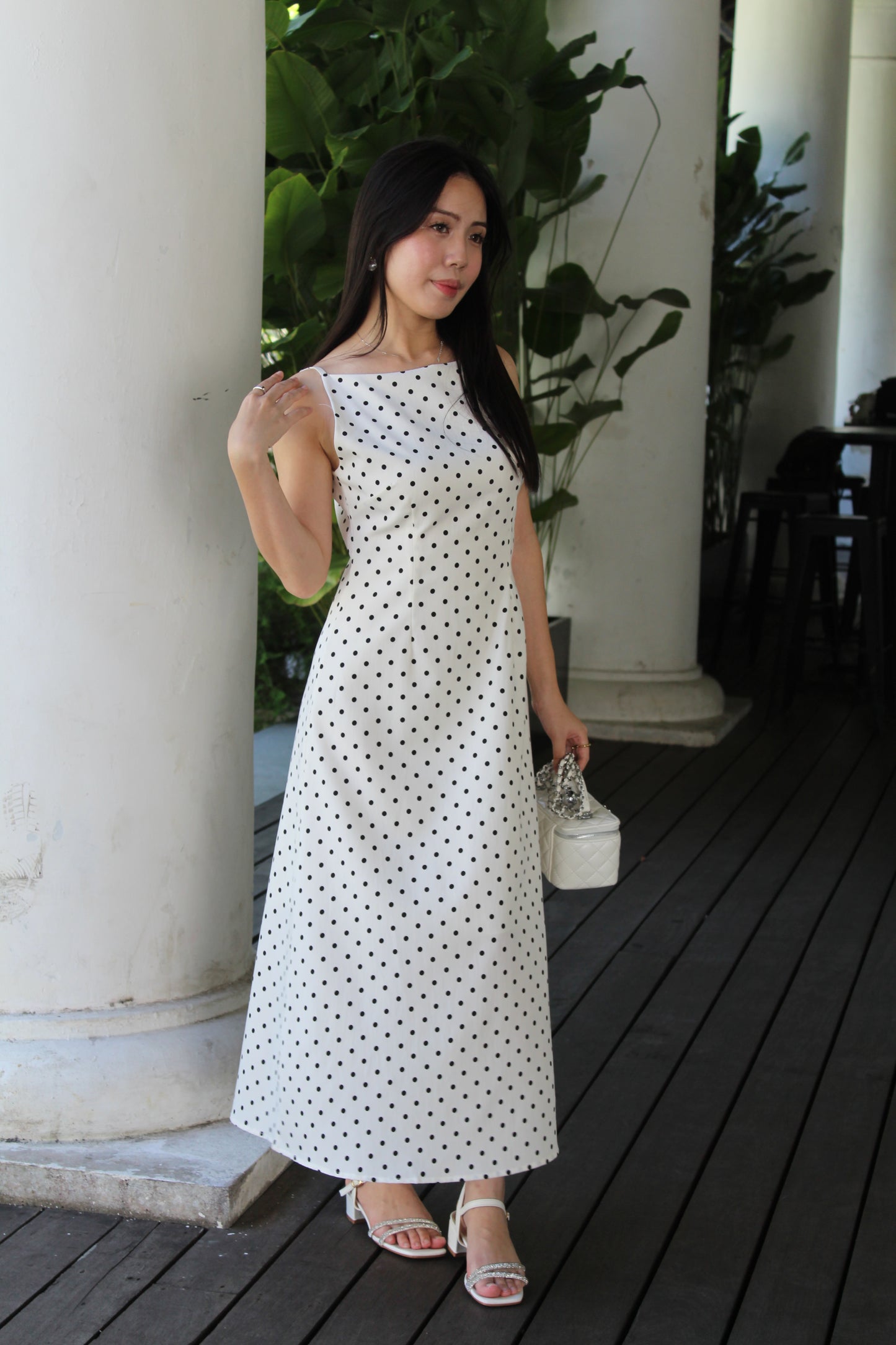 Penelope Polka Dots Maxi Dress (White)