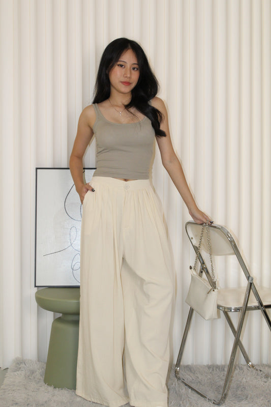 Yana Pleated Pants (Cream)