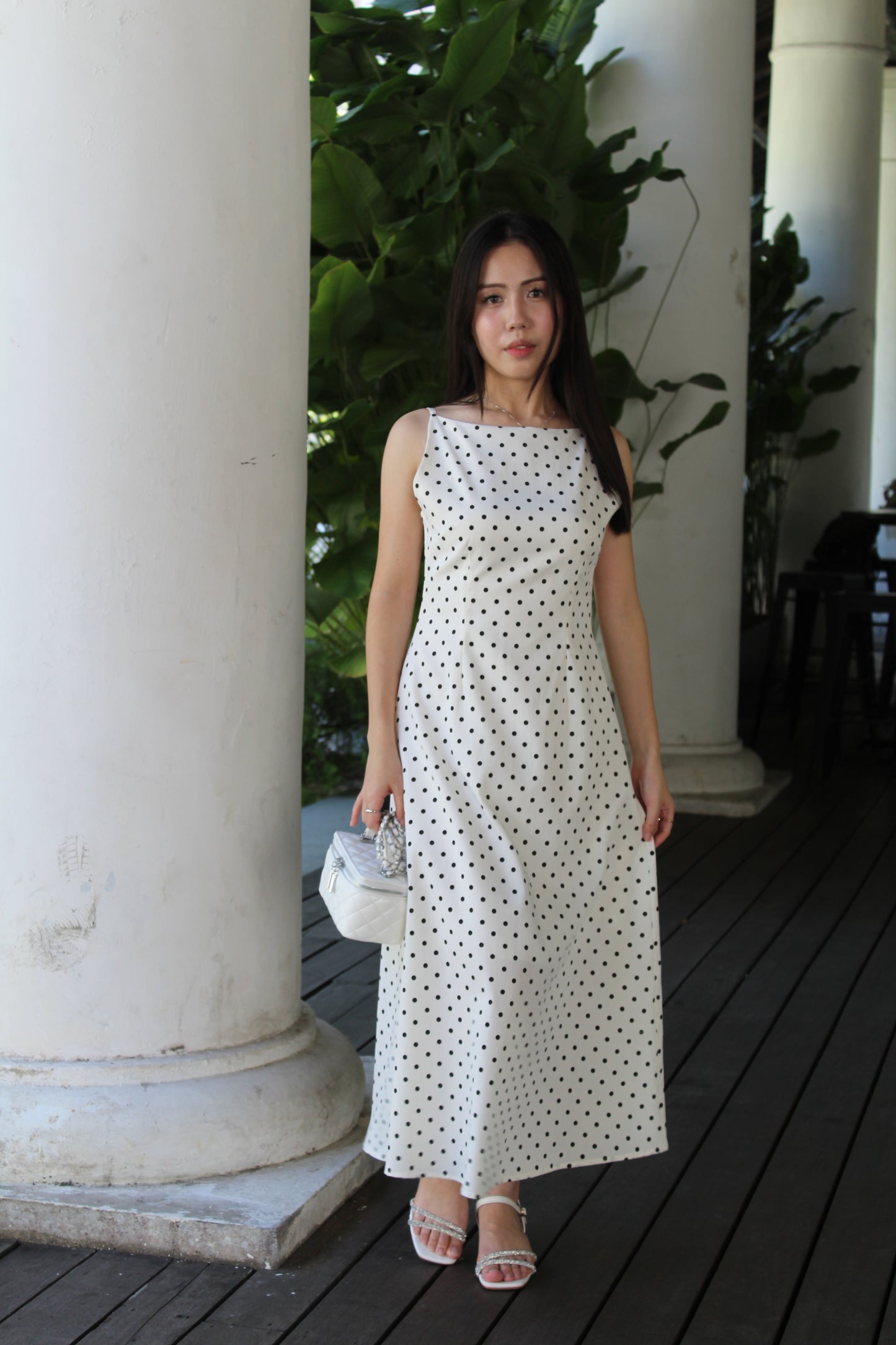 Penelope Polka Dots Maxi Dress (White)