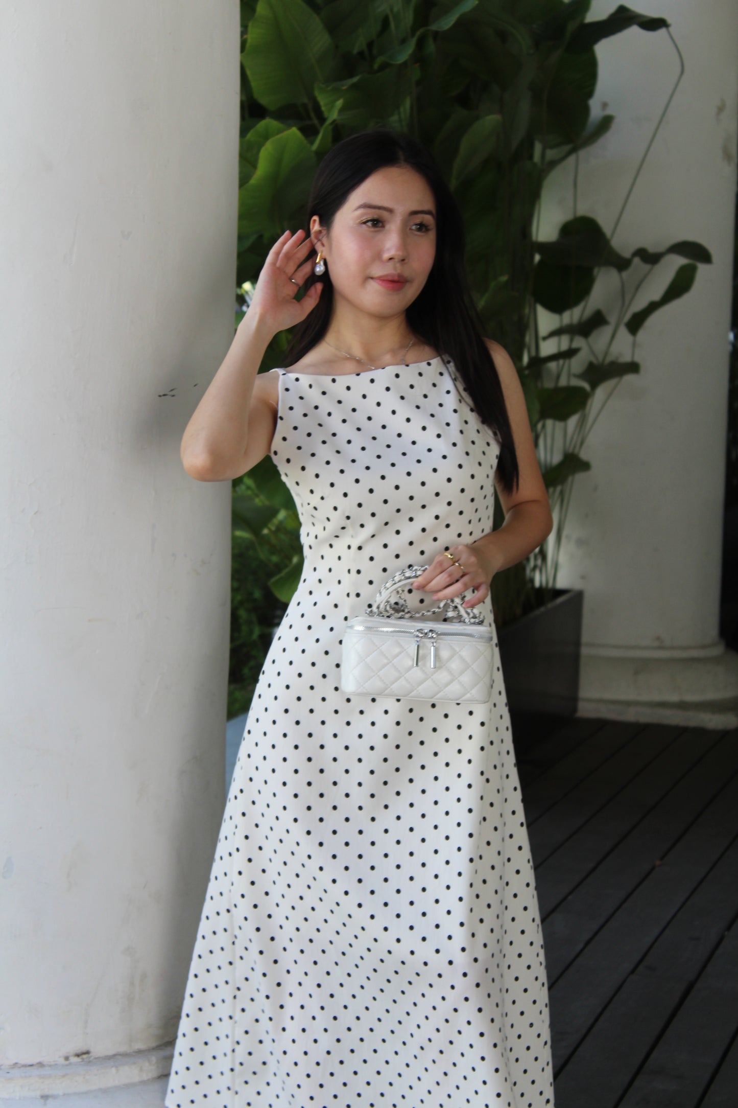 Penelope Polka Dots Maxi Dress (White)