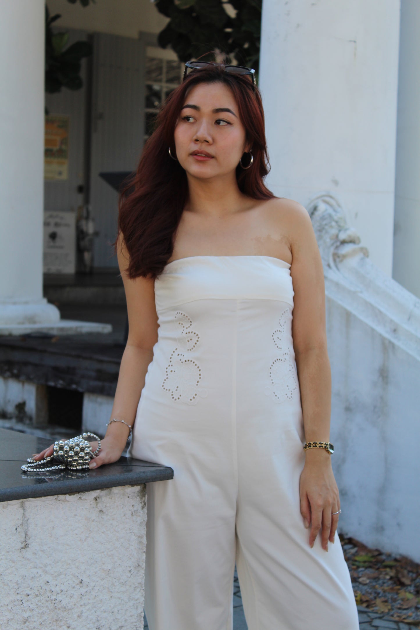 Kylie Embroidered Jumpsuit (White)