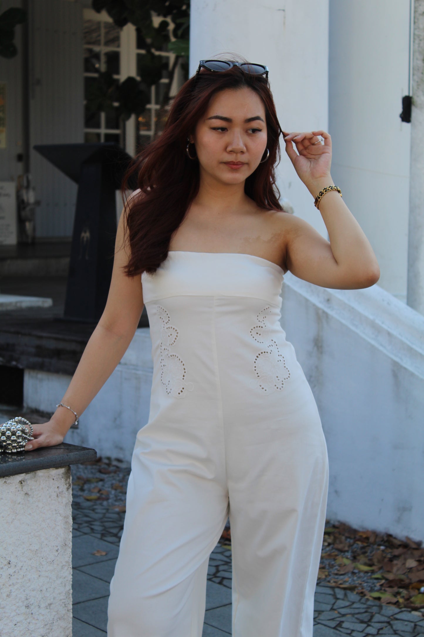 Kylie Embroidered Jumpsuit (White)
