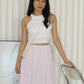 Skylar Stripes Layered Midi Skirt (Pink)