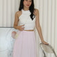 Skylar Stripes Layered Midi Skirt (Pink)