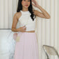 Skylar Stripes Layered Midi Skirt (Pink)