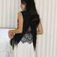 Canny Frayed Lace Vest Top (Black)