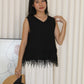 Canny Frayed Lace Vest Top (Black)