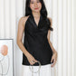 Piper Halter Bare Back Top (Black)