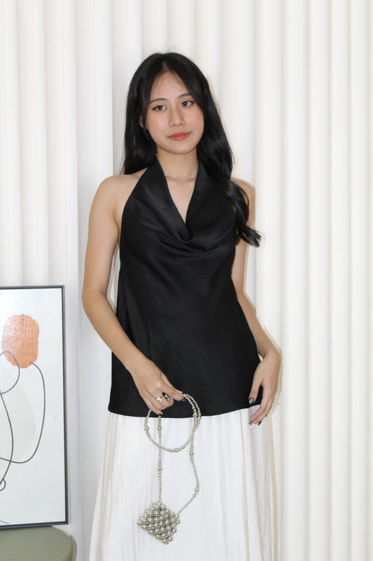 Piper Halter Bare Back Top (Black)