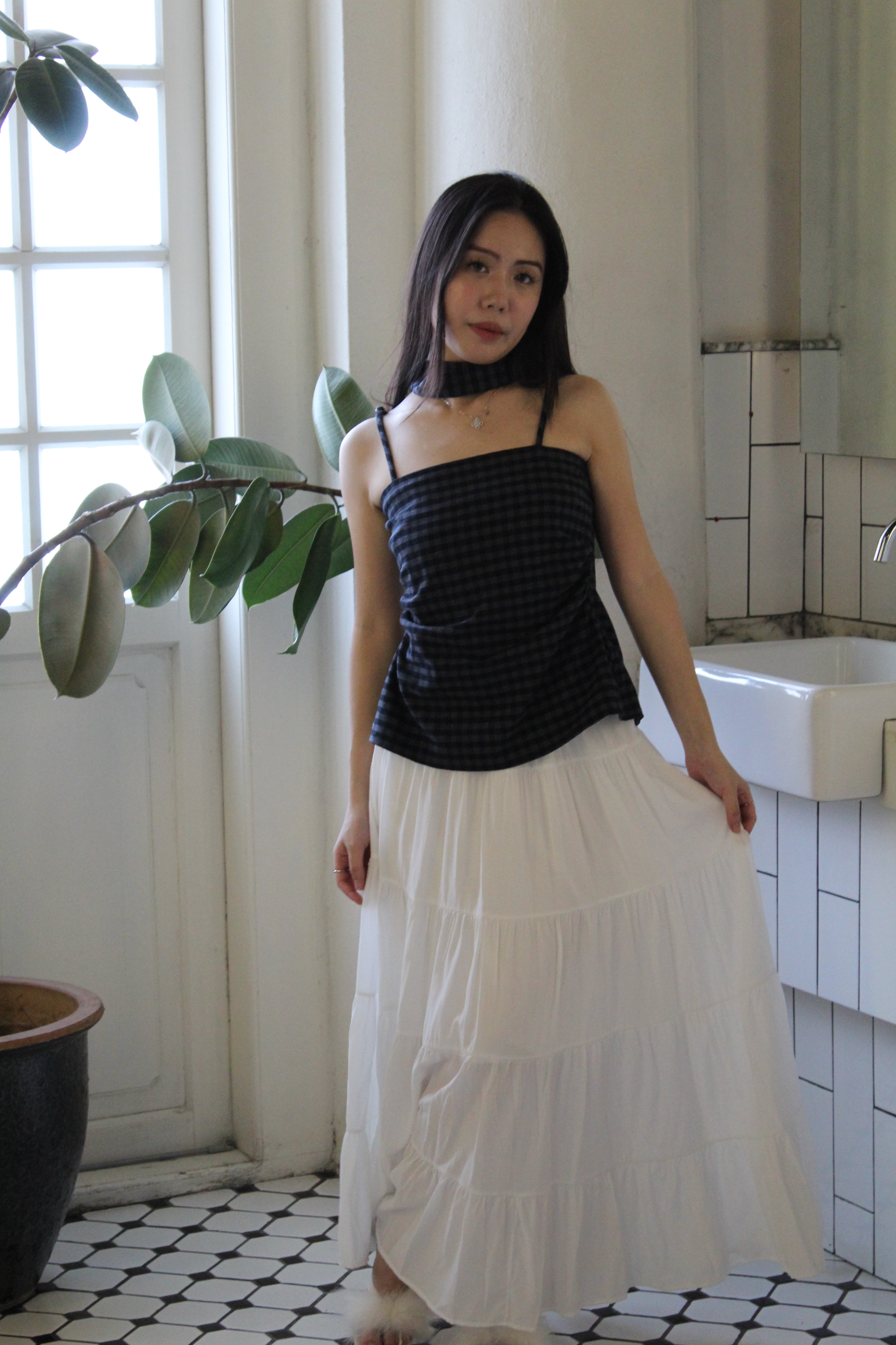 Kamillia Layered Maxi Skirt (White)