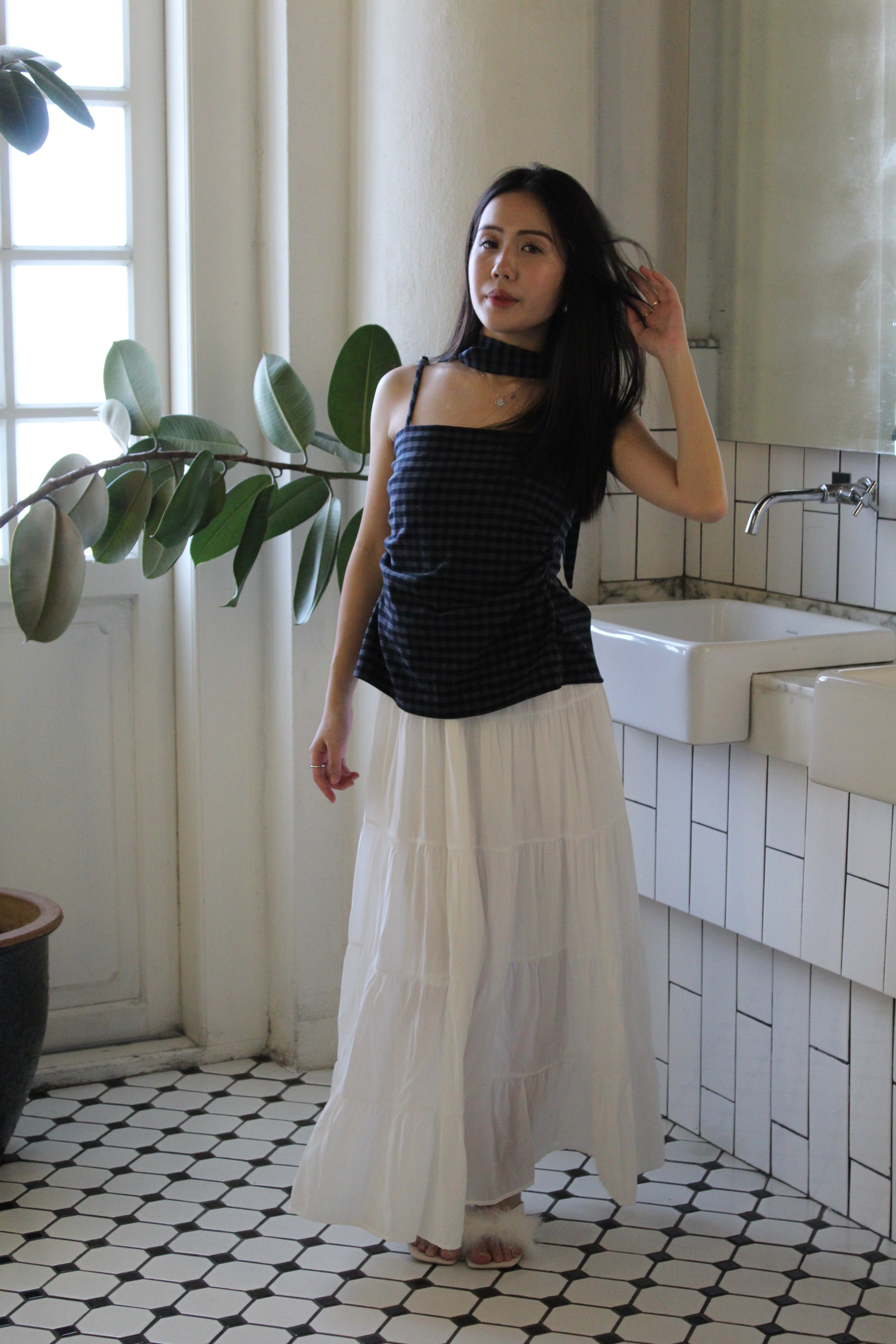 Kamillia Layered Maxi Skirt (White)