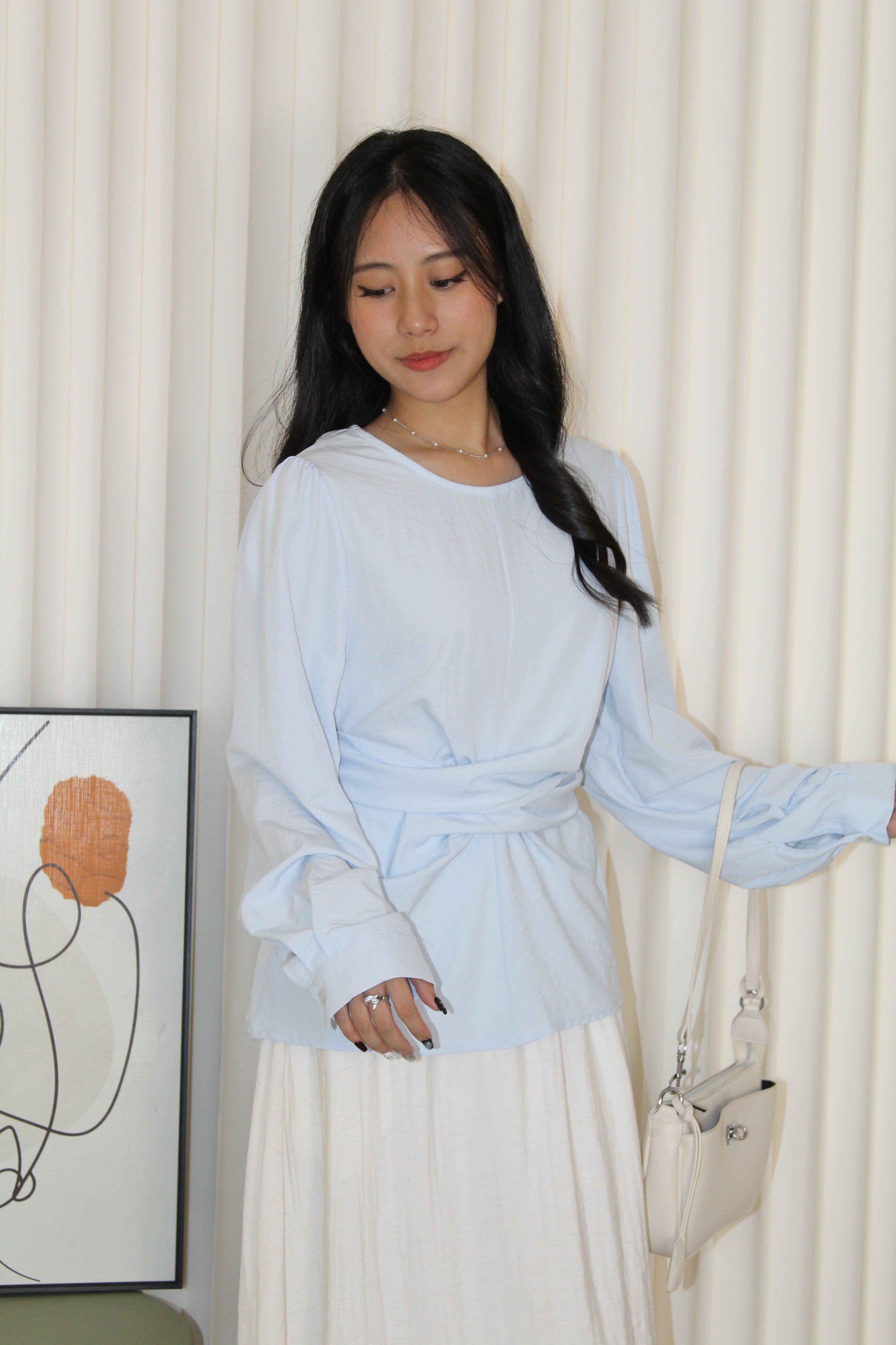 Micah Blouse Long Sleeve Top (Cream)