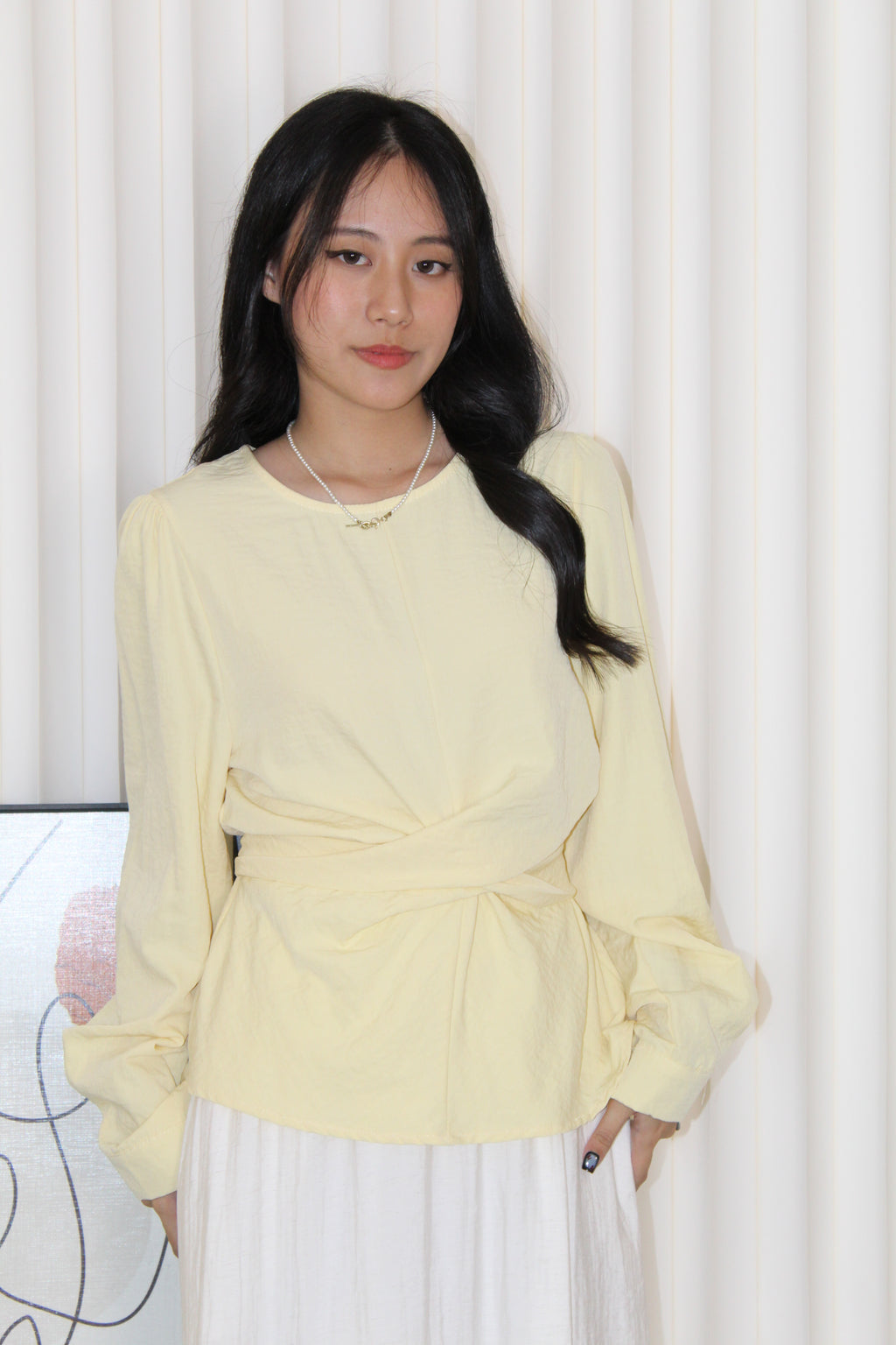 Micah Blouse Long Sleeve Top (Cream)