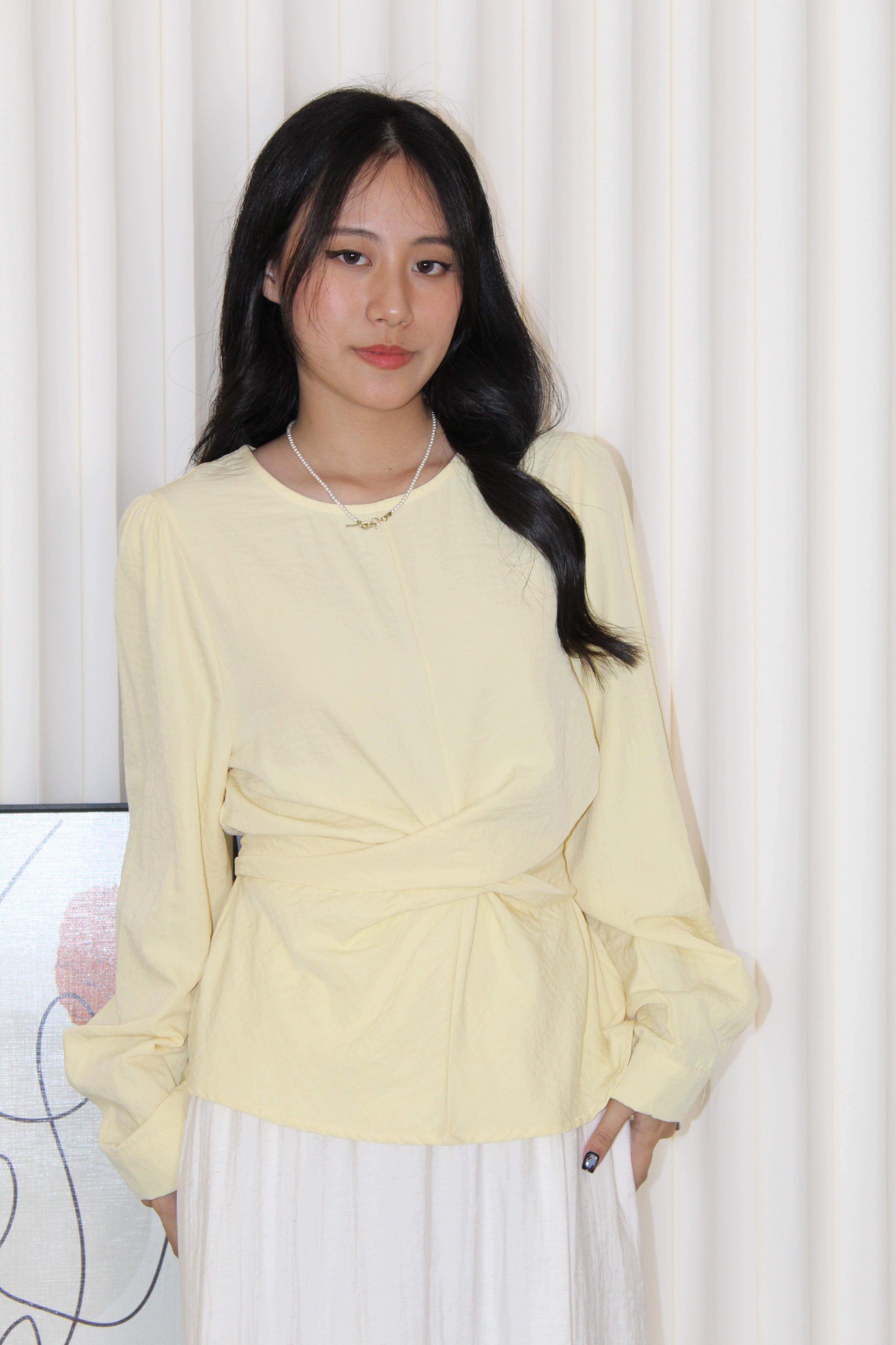 Micah Blouse Long Sleeve Top (Cream)