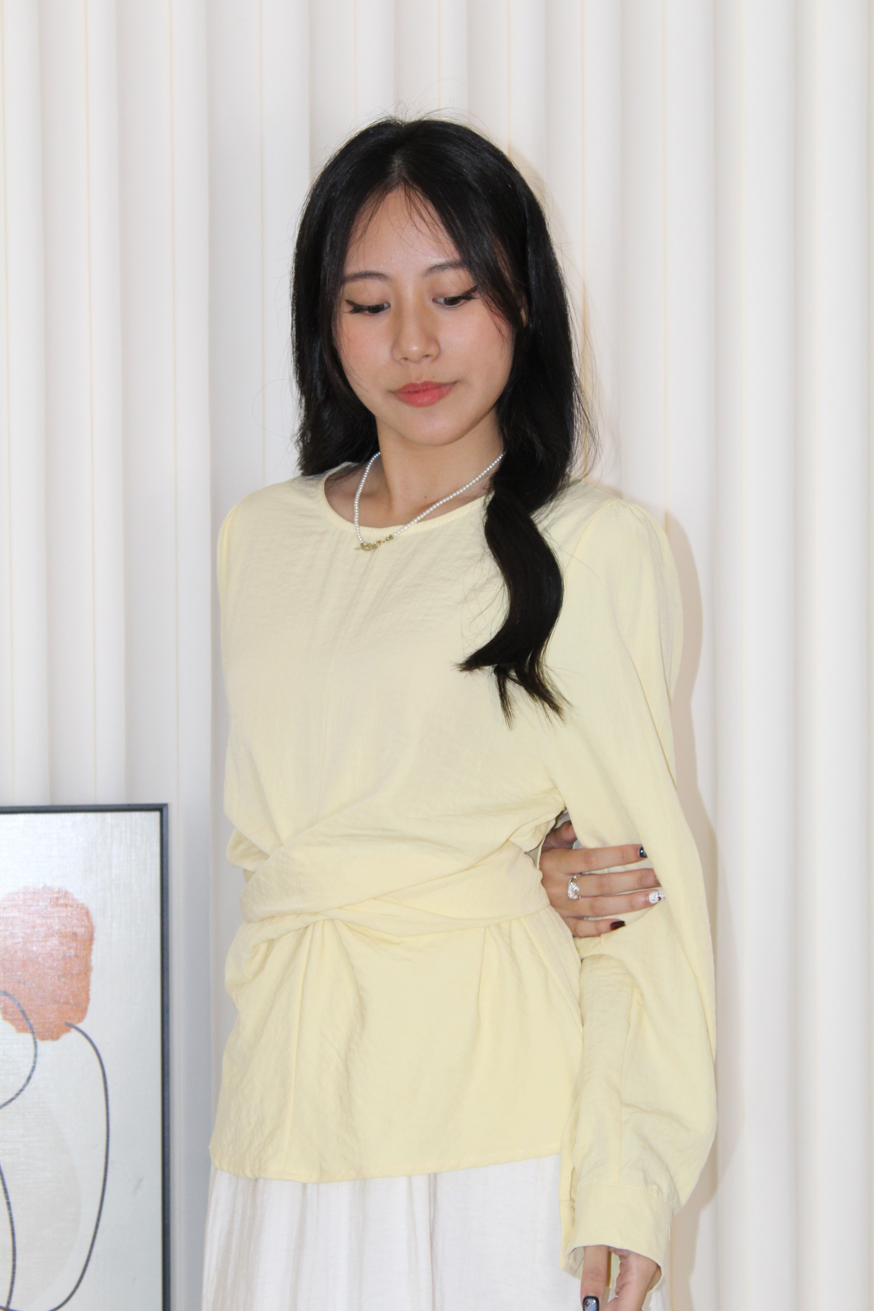 Micah Blouse Long Sleeve Top (Cream)