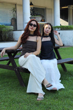 Davina Checked Flare Top (Brown)