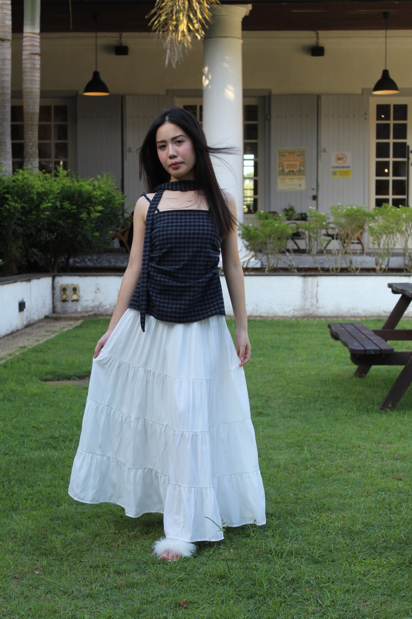 Davina Checked Flare Top (Brown)