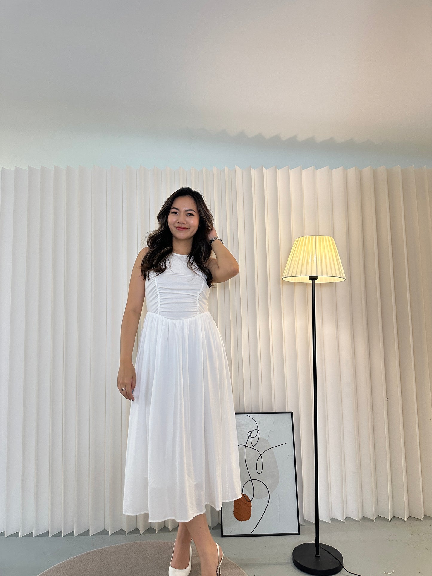 Darlene Midi Dress (White)