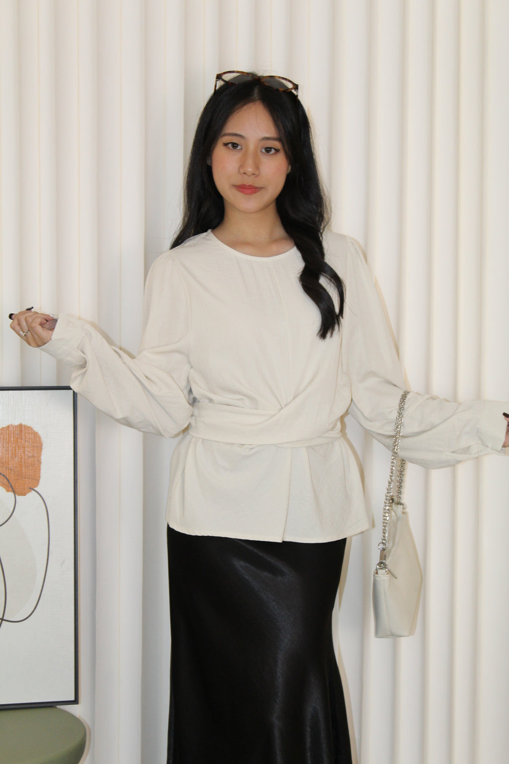 Micah Blouse Long Sleeve Top (Cream)