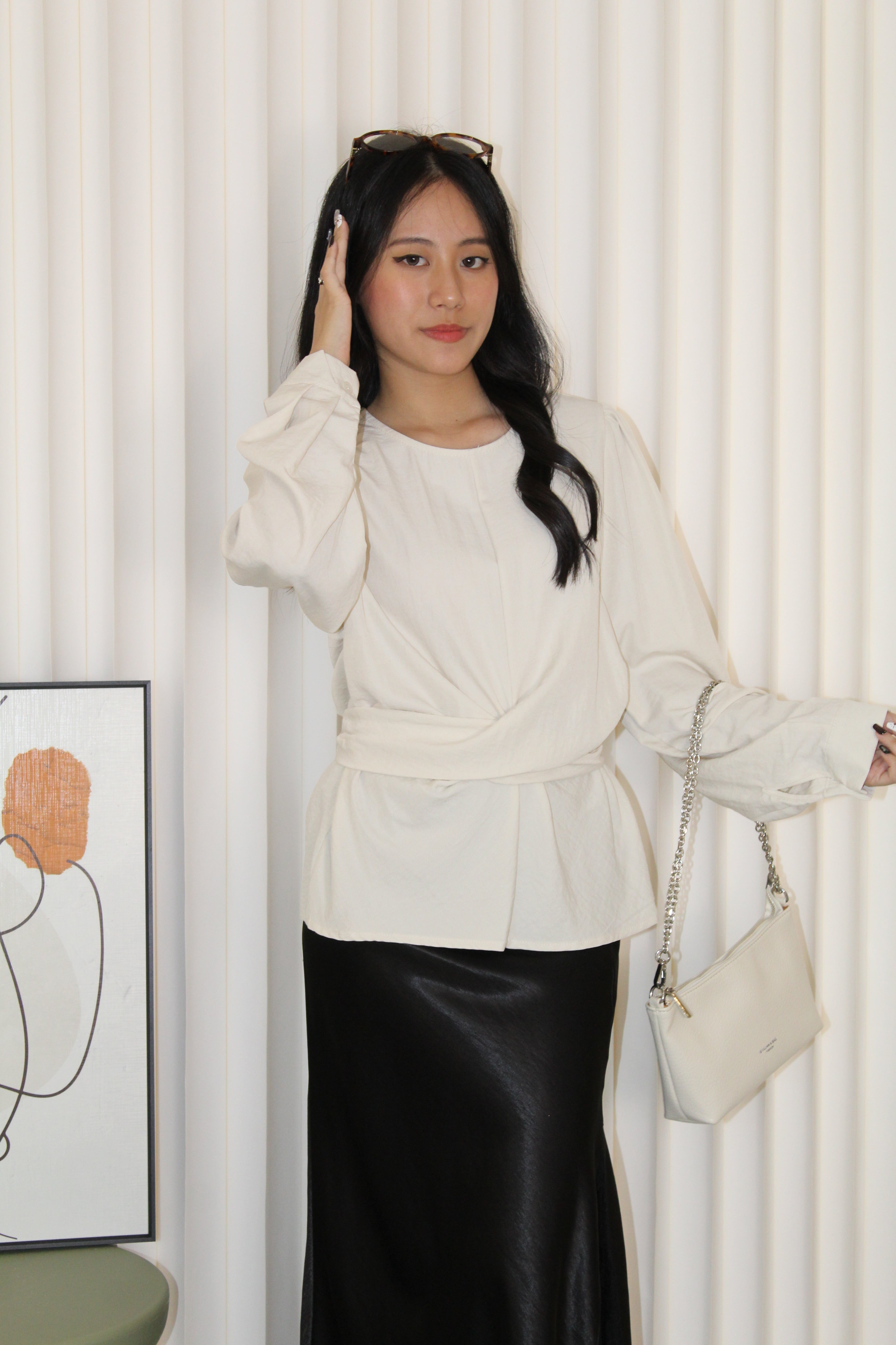 Micah Blouse Long Sleeve Top (Cream)