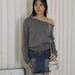 Lexi Knit Asymmetric Top (Grey)