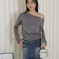 Lexi Knit Asymmetric Top (Grey)