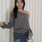 Lexi Knit Asymmetric Top (Grey)