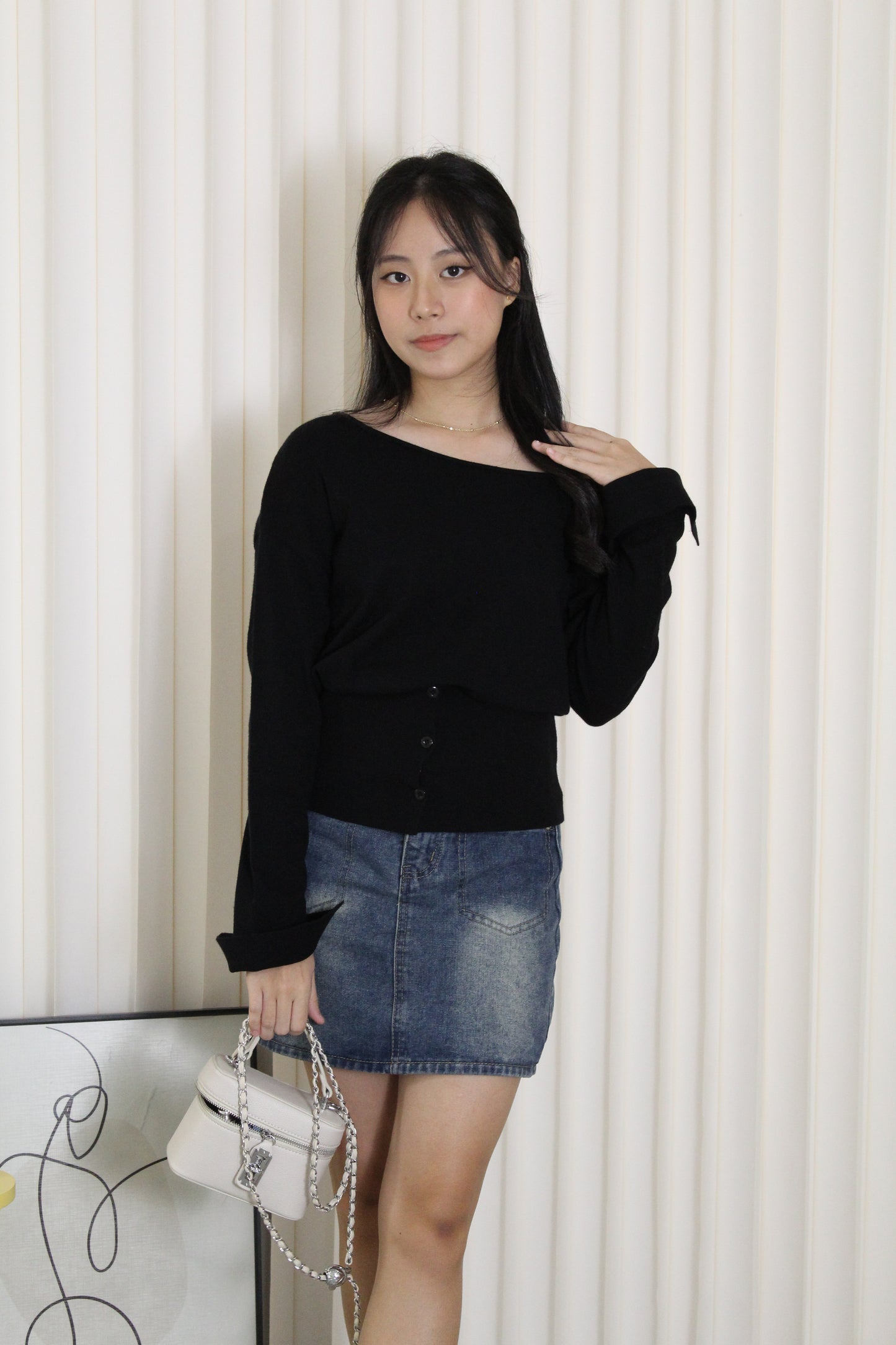 Lexi Knit Asymmetric Top (Grey)