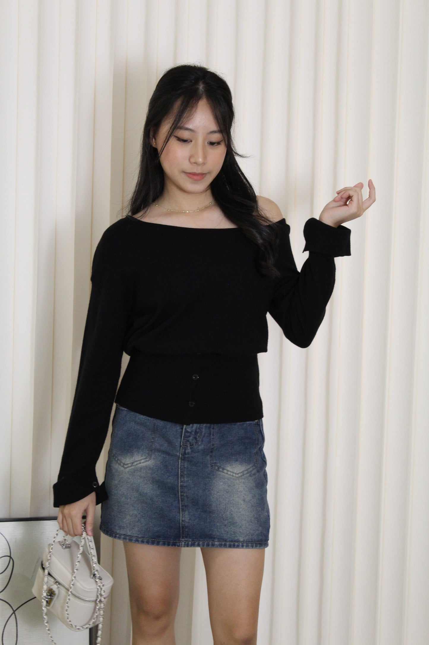 Lexi Knit Asymmetric Top (Grey)