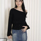 Lexi Knit Asymmetric Top (Grey)