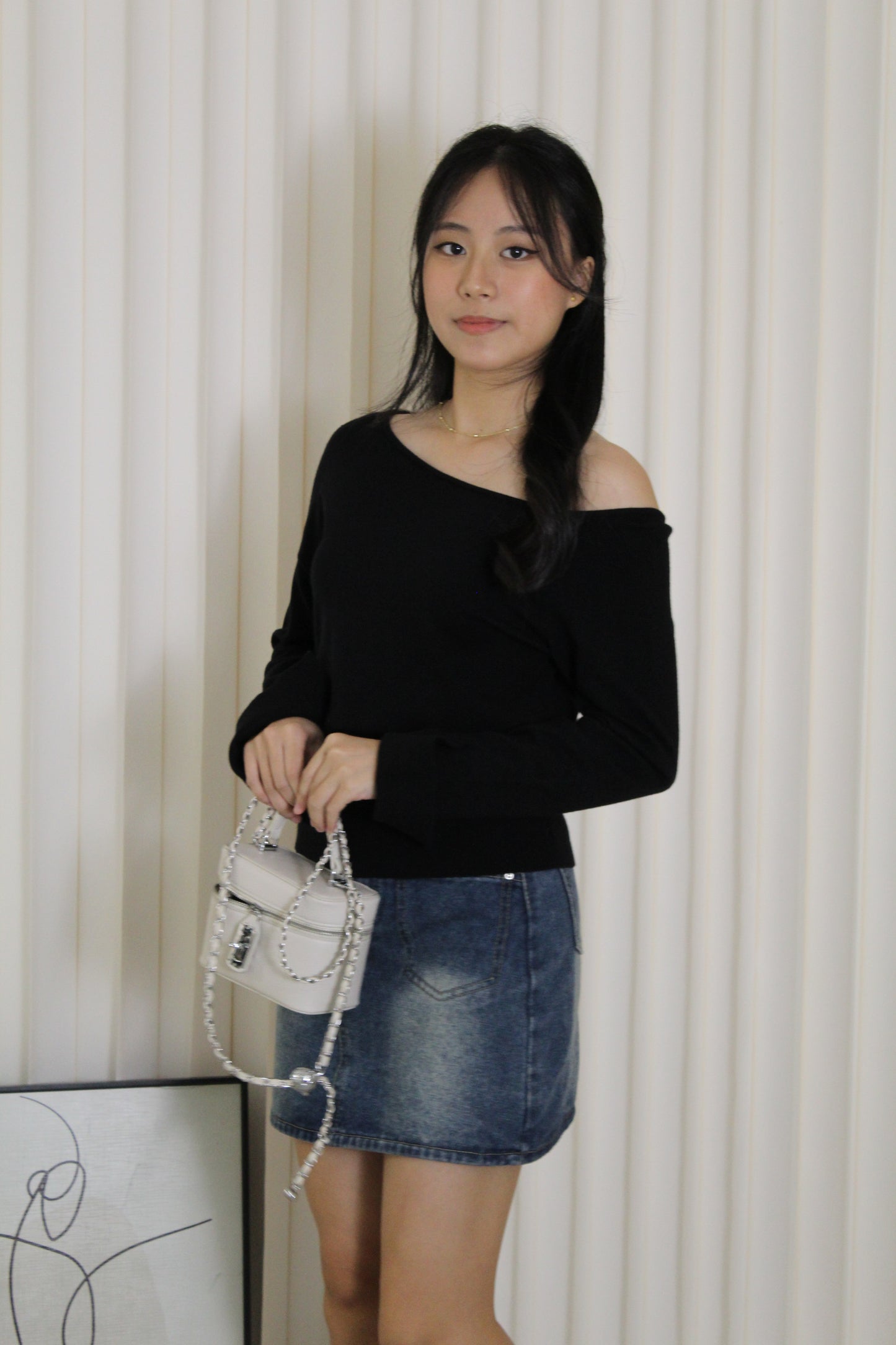 Lexi Knit Asymmetric Top (Grey)