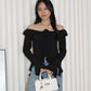 Quincy Textured Ruffle Top (Black)