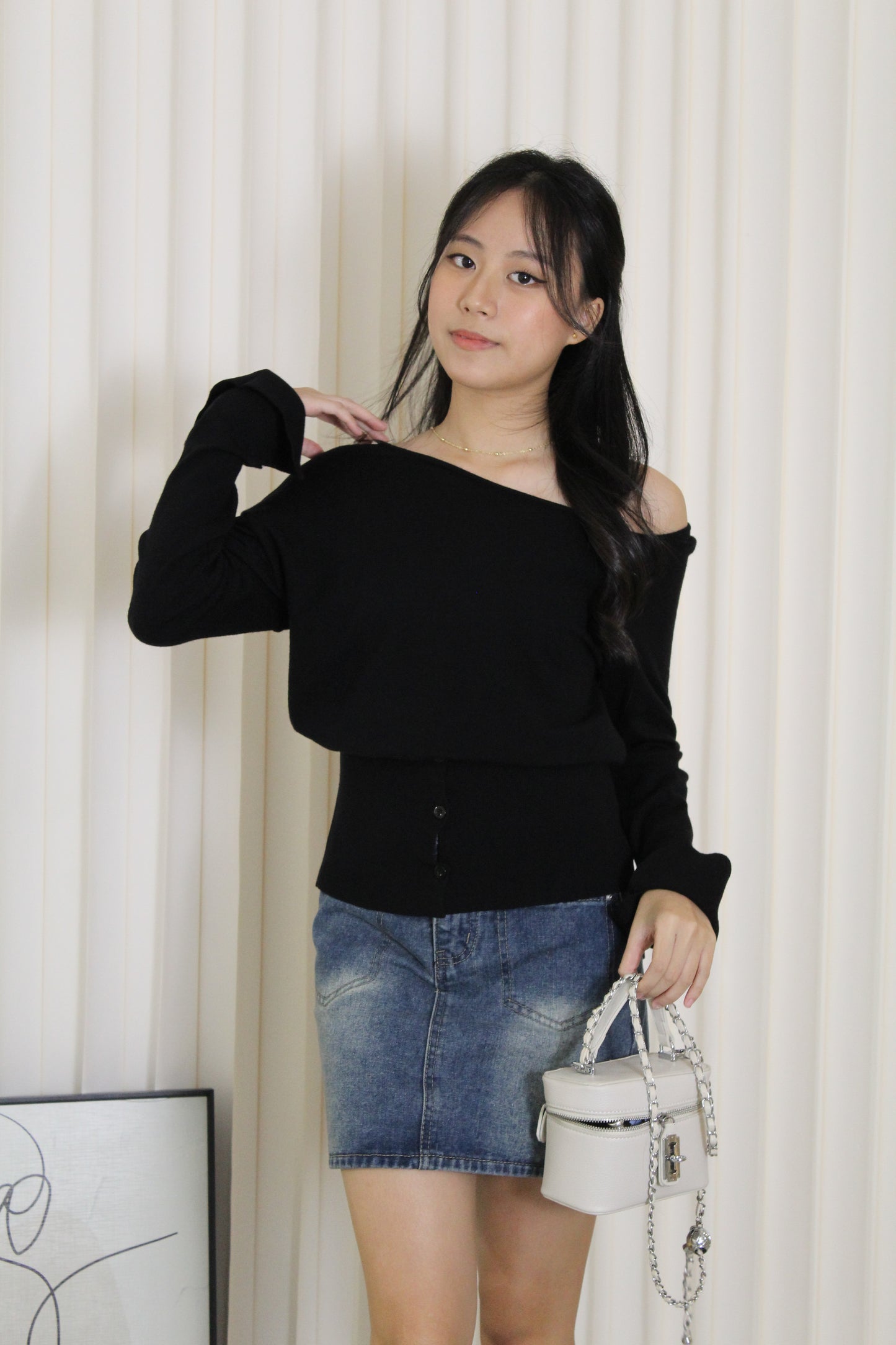 Lexi Knit Asymmetric Top (Grey)