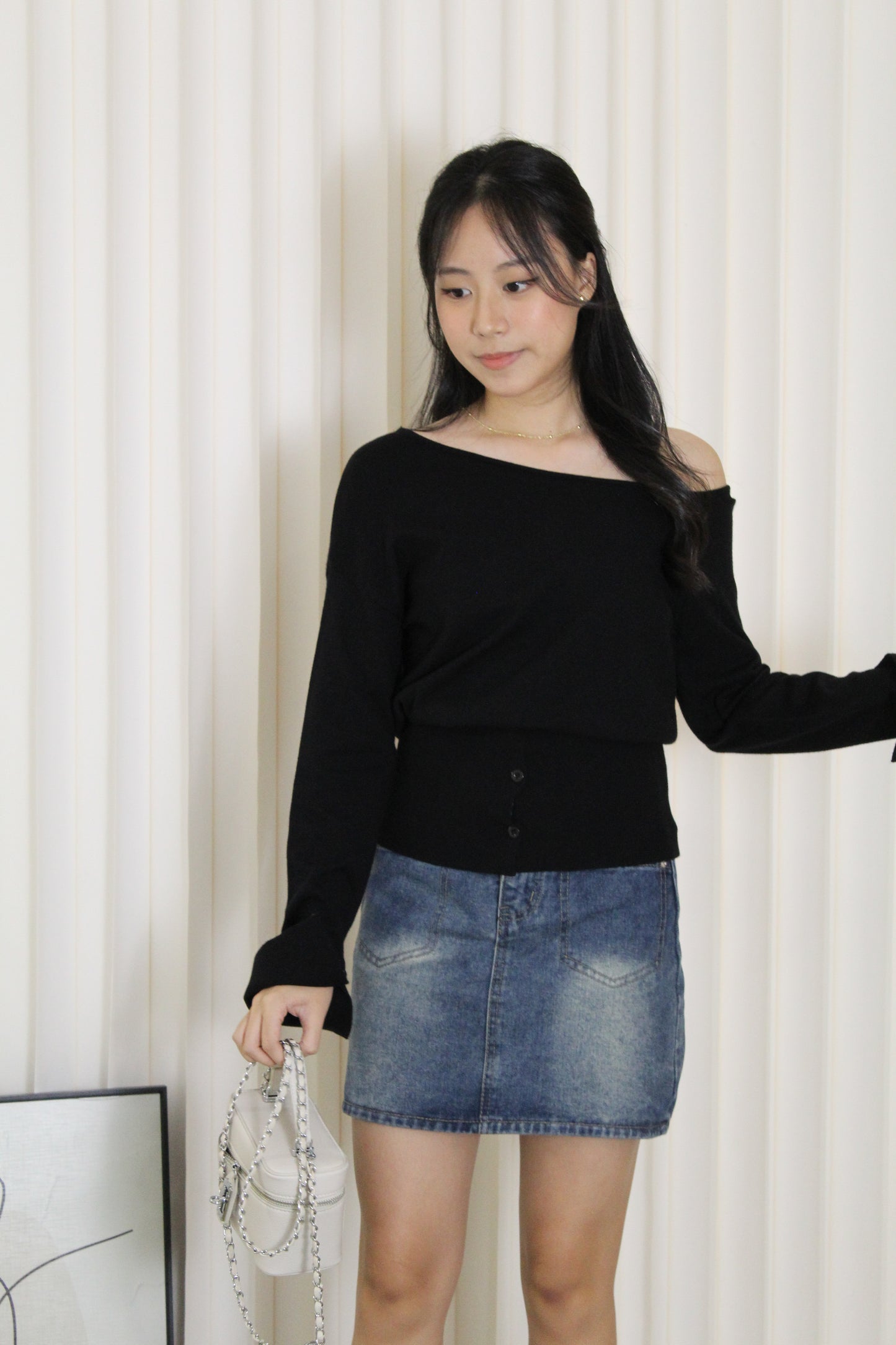 Lexi Knit Asymmetric Top (Grey)