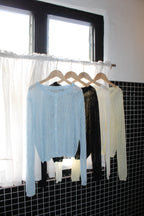 Jasmine Button Sheer Knit Top (Blue)