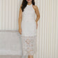 Zahra Halter Eyelet Midaxi Dress (White)