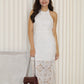 Zahra Halter Eyelet Midaxi Dress (White)